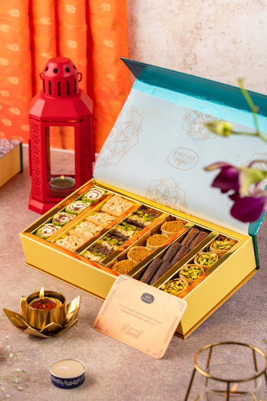 Diwali wish box of assorted baklava & lokum