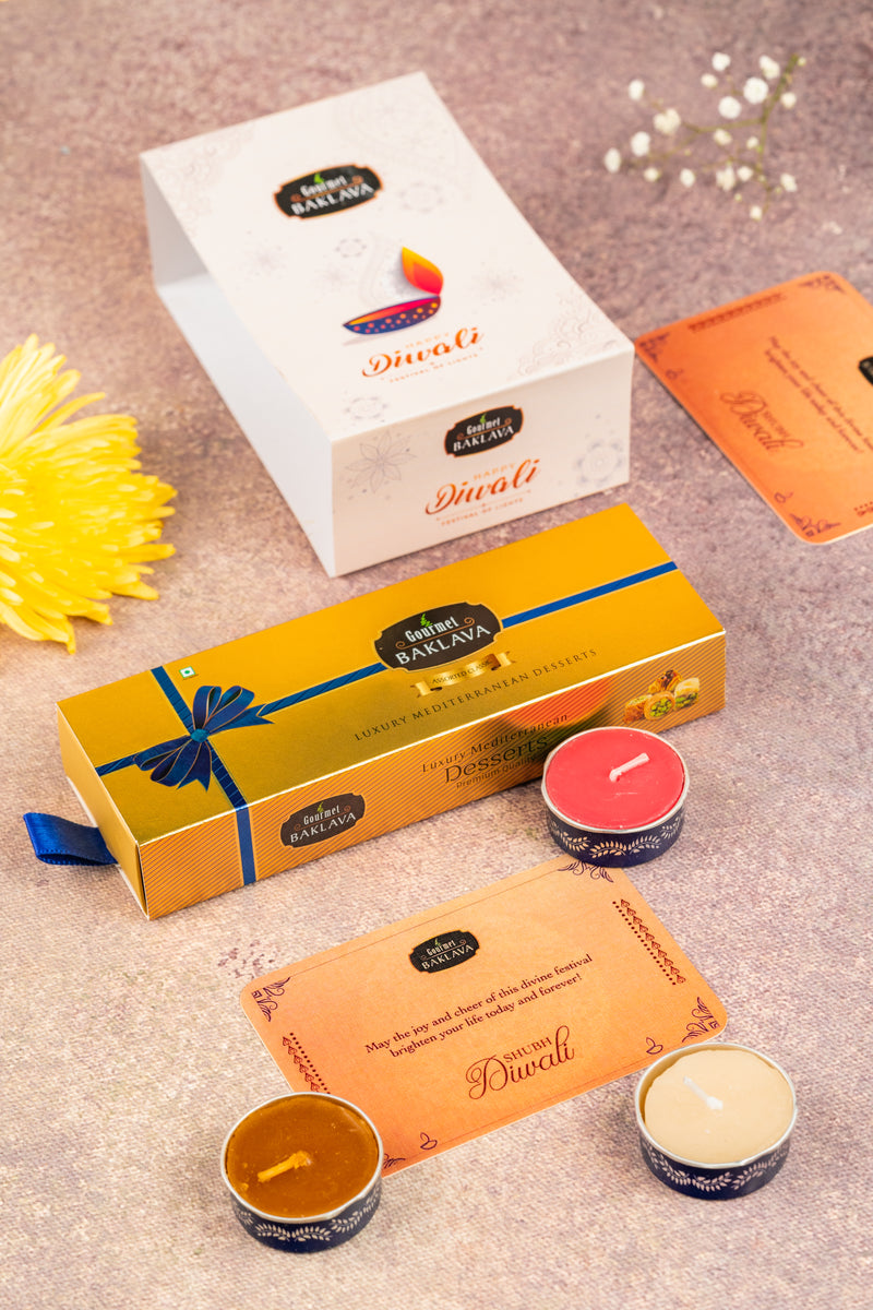 Scented diyas, cards and festive boxes