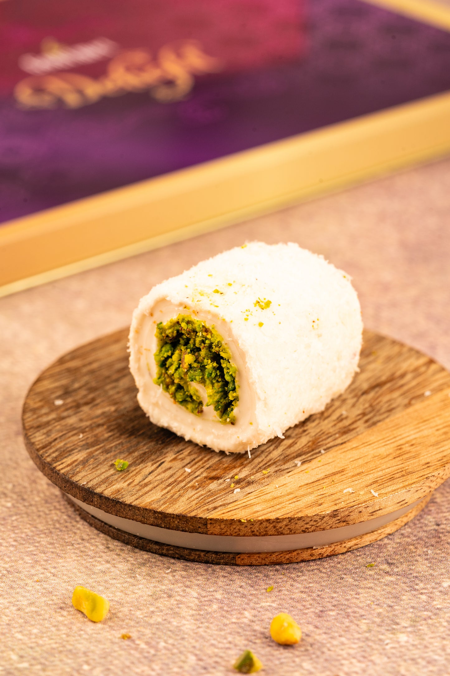 Coconut Pista Lokum roll delight