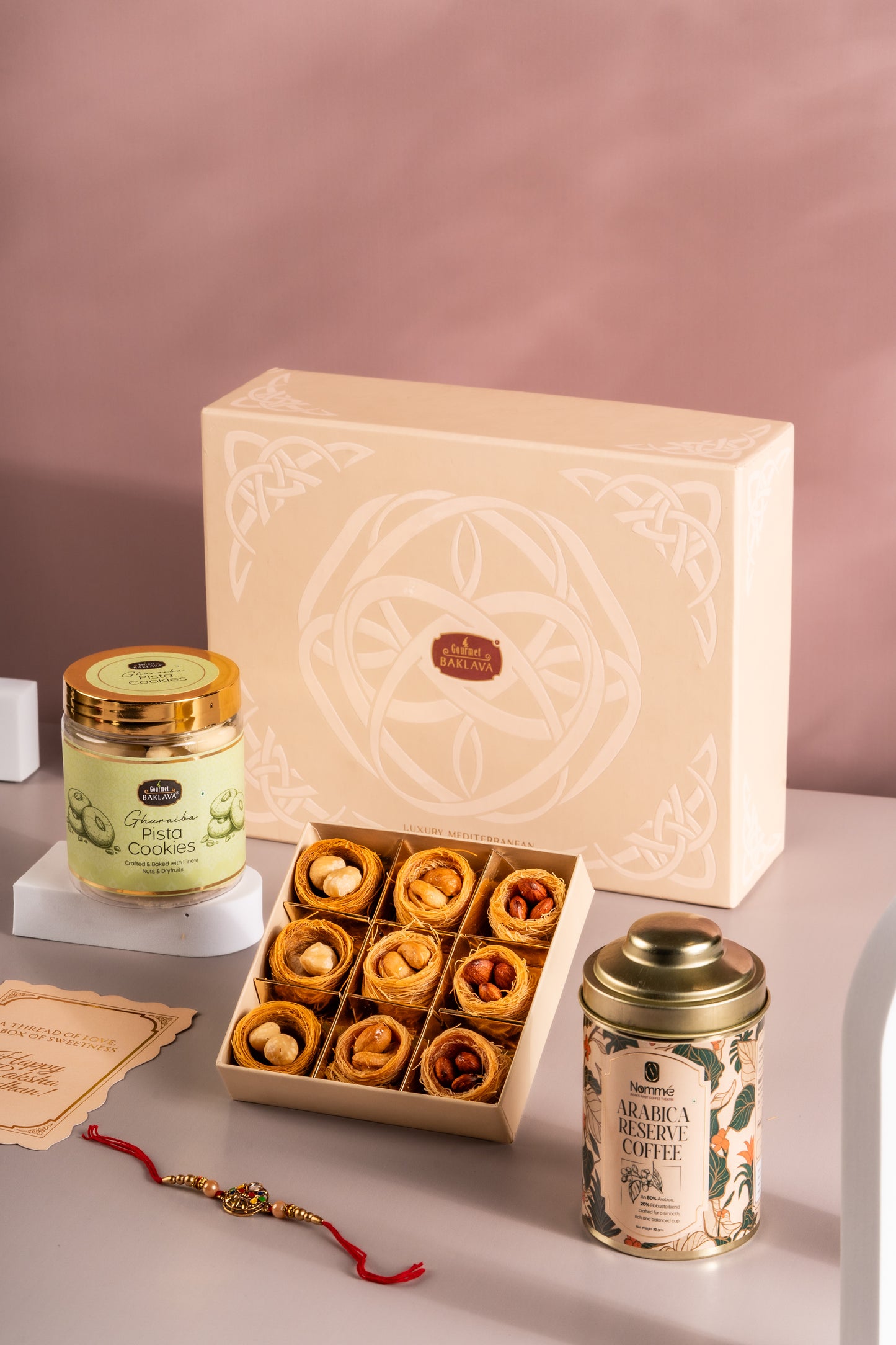 Gourmet Baklava Rakhi gift hamper contents