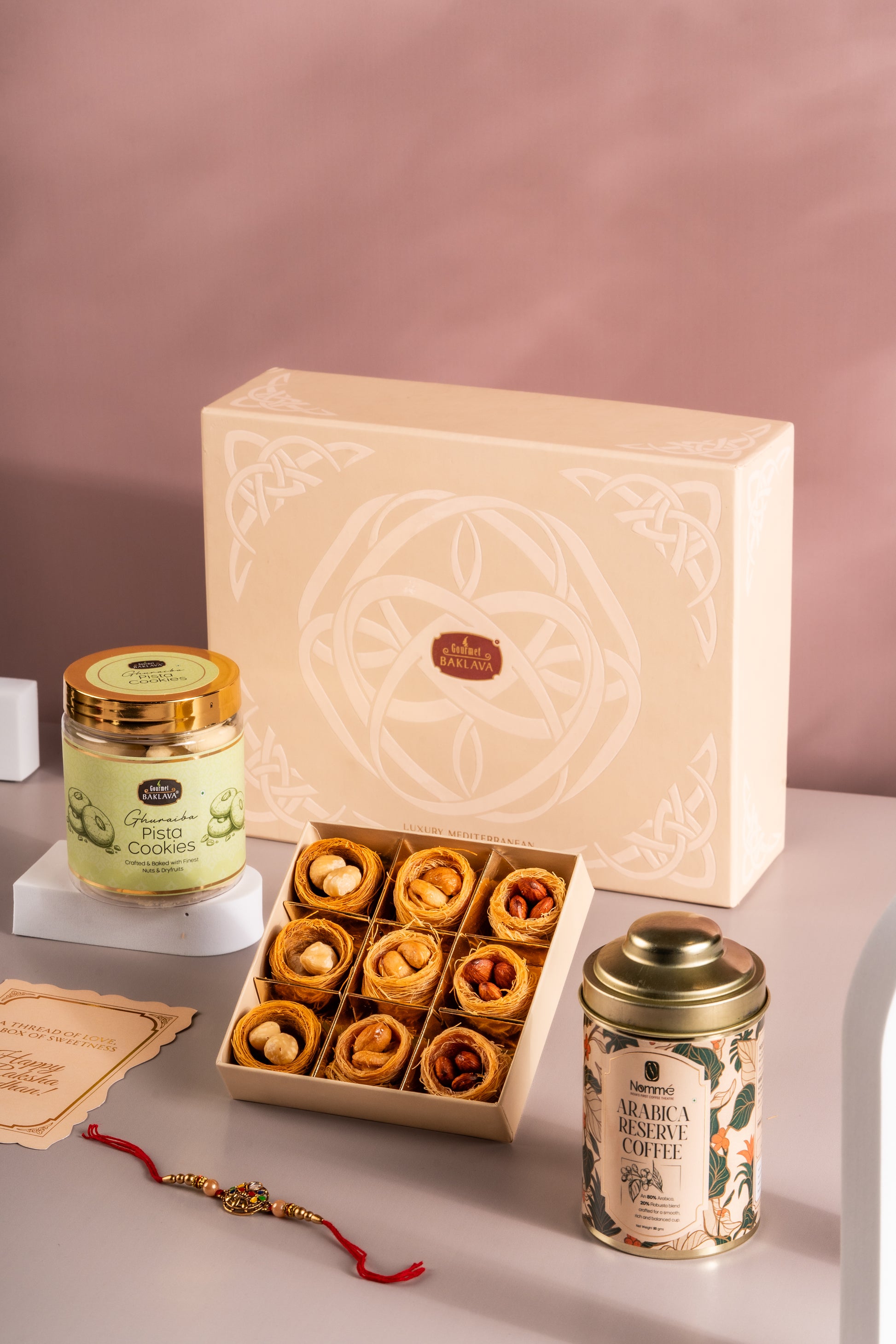 Gourmet Baklava Rakhi gift hamper contents
