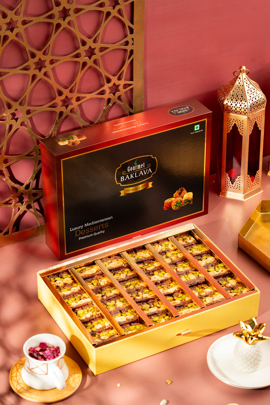 Gourmet Luxury Gift Box of Chocolate Cashew Pistachio Baklava